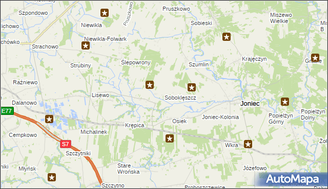 mapa Soboklęszcz gmina Joniec, Soboklęszcz gmina Joniec na mapie Targeo