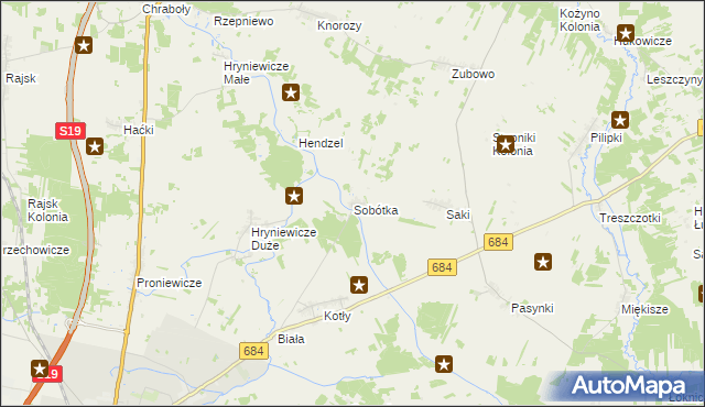 mapa Sobótka gmina Bielsk Podlaski, Sobótka gmina Bielsk Podlaski na mapie Targeo