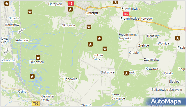 mapa Sokole Góry, Sokole Góry na mapie Targeo