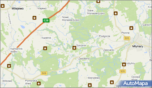 mapa Sokolnik gmina Młynary, Sokolnik gmina Młynary na mapie Targeo