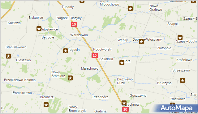 mapa Sokolniki gmina Drobin, Sokolniki gmina Drobin na mapie Targeo