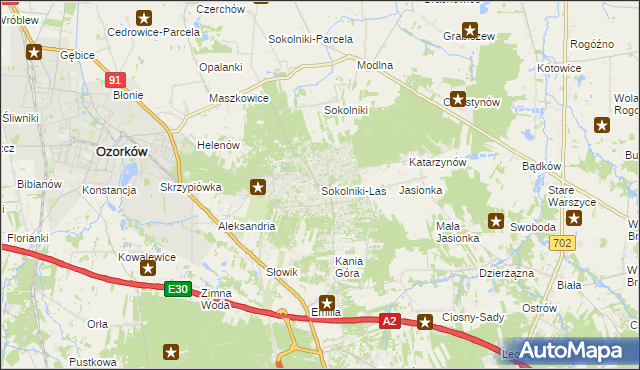 mapa Sokolniki-Las, Sokolniki-Las na mapie Targeo