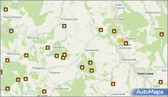 mapa Sokołowiec, Sokołowiec na mapie Targeo