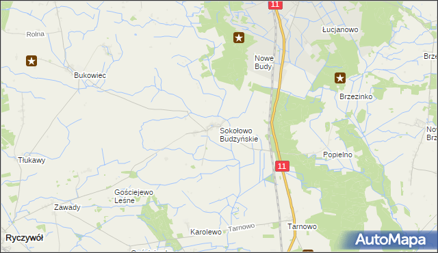 mapa Sokołowo Budzyńskie, Sokołowo Budzyńskie na mapie Targeo