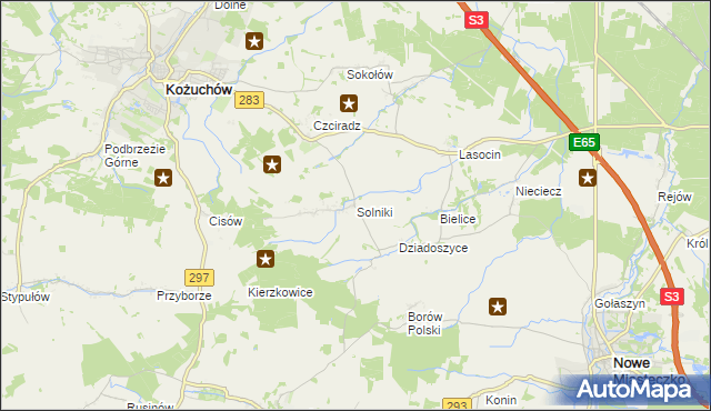 mapa Solniki gmina Kożuchów, Solniki gmina Kożuchów na mapie Targeo