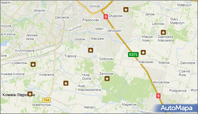 mapa Sołtyków gmina Skaryszew, Sołtyków gmina Skaryszew na mapie Targeo