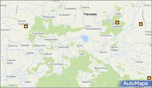 mapa Sowy gmina Pakosław, Sowy gmina Pakosław na mapie Targeo