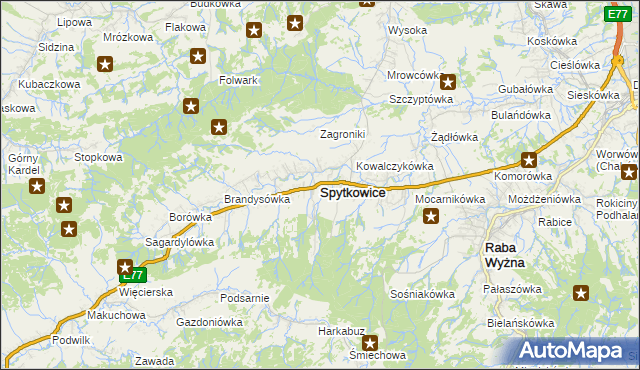 mapa Spytkowice powiat nowotarski, Spytkowice powiat nowotarski na mapie Targeo