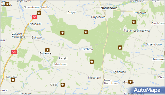 mapa Srebrna gmina Naruszewo, Srebrna gmina Naruszewo na mapie Targeo