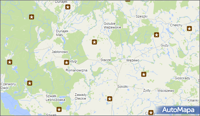 mapa Stacze gmina Kowale Oleckie, Stacze gmina Kowale Oleckie na mapie Targeo