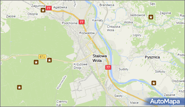 mapa Stalowa Wola, Stalowa Wola na mapie Targeo