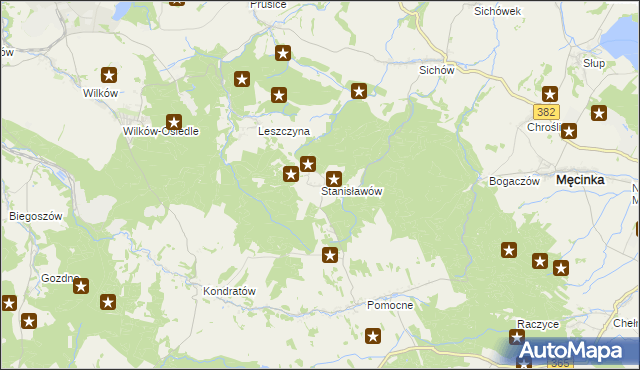 mapa Stanisławów gmina Męcinka, Stanisławów gmina Męcinka na mapie Targeo