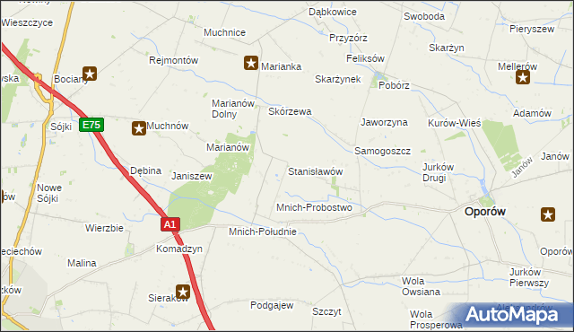 mapa Stanisławów gmina Oporów, Stanisławów gmina Oporów na mapie Targeo