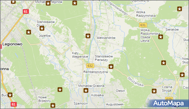 mapa Stanisławów Pierwszy gmina Nieporęt, Stanisławów Pierwszy gmina Nieporęt na mapie Targeo