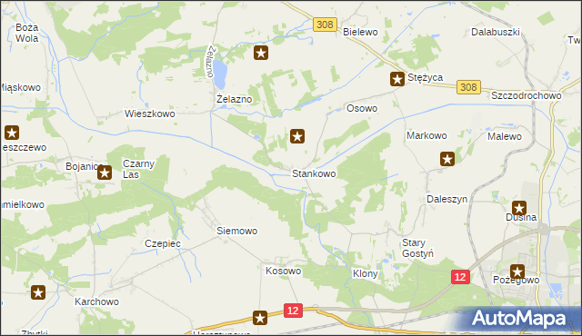 mapa Stankowo gmina Gostyń, Stankowo gmina Gostyń na mapie Targeo