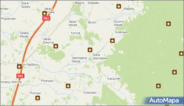 mapa Stara Jastrząbka gmina Śniadowo, Stara Jastrząbka gmina Śniadowo na mapie Targeo