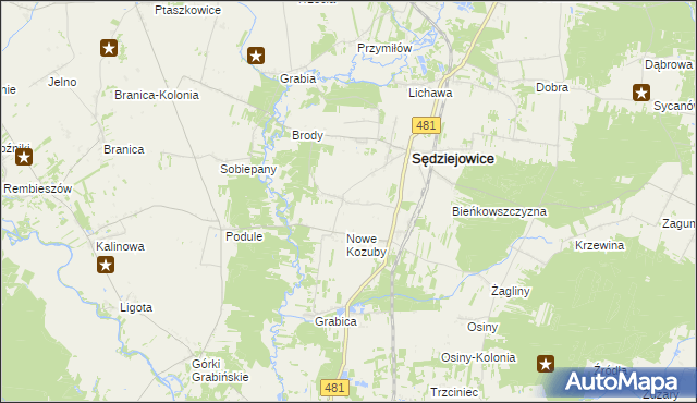 mapa Stare Kozuby, Stare Kozuby na mapie Targeo