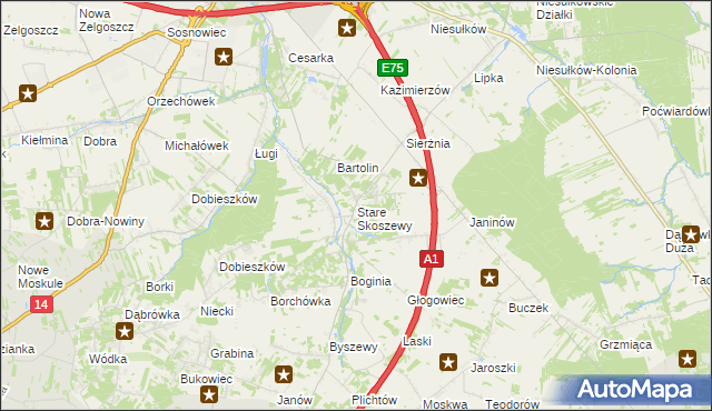 mapa Stare Skoszewy, Stare Skoszewy na mapie Targeo