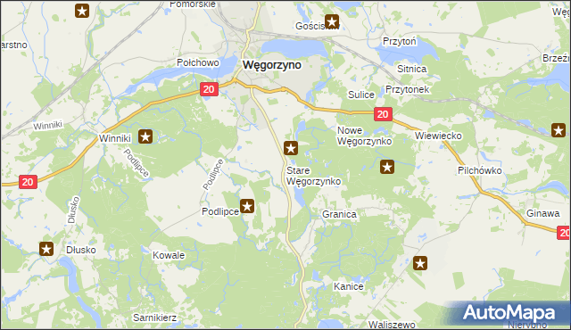 mapa Stare Węgorzynko, Stare Węgorzynko na mapie Targeo