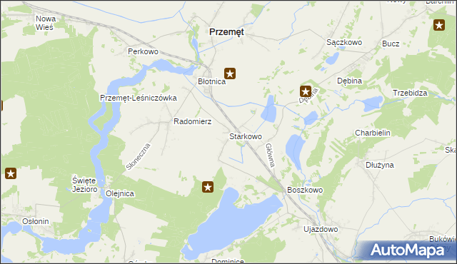 mapa Starkowo gmina Przemęt, Starkowo gmina Przemęt na mapie Targeo