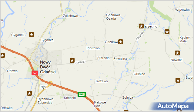 mapa Starocin, Starocin na mapie Targeo