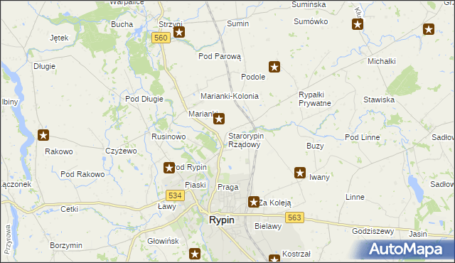 mapa Starorypin Rządowy, Starorypin Rządowy na mapie Targeo