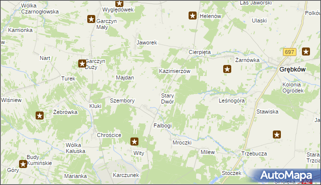 mapa Stary Dwór gmina Wierzbno, Stary Dwór gmina Wierzbno na mapie Targeo