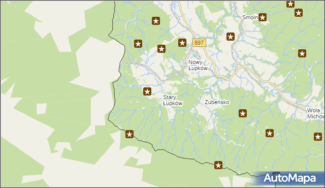 mapa Stary Łupków, Stary Łupków na mapie Targeo