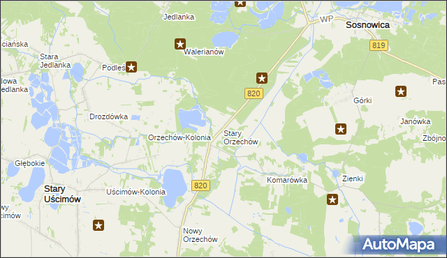 mapa Stary Orzechów, Stary Orzechów na mapie Targeo