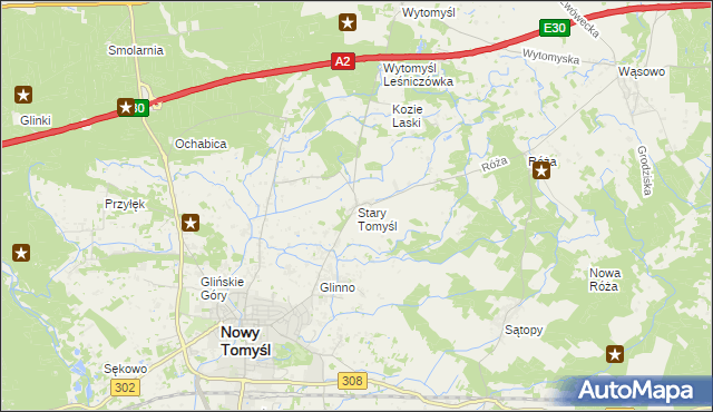mapa Stary Tomyśl, Stary Tomyśl na mapie Targeo