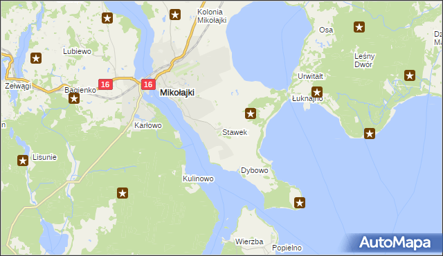 mapa Stawek gmina Mikołajki, Stawek gmina Mikołajki na mapie Targeo