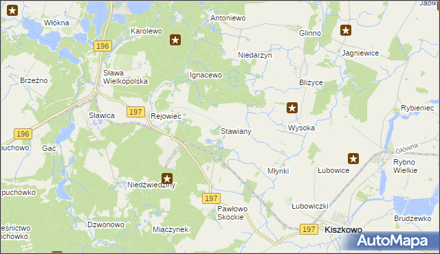 mapa Stawiany gmina Skoki, Stawiany gmina Skoki na mapie Targeo