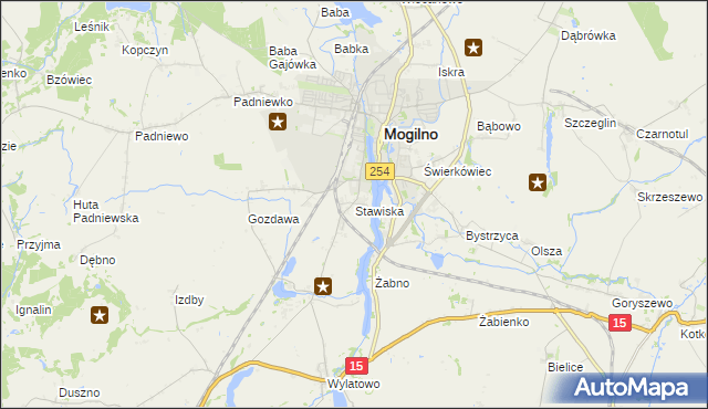 mapa Stawiska gmina Mogilno, Stawiska gmina Mogilno na mapie Targeo