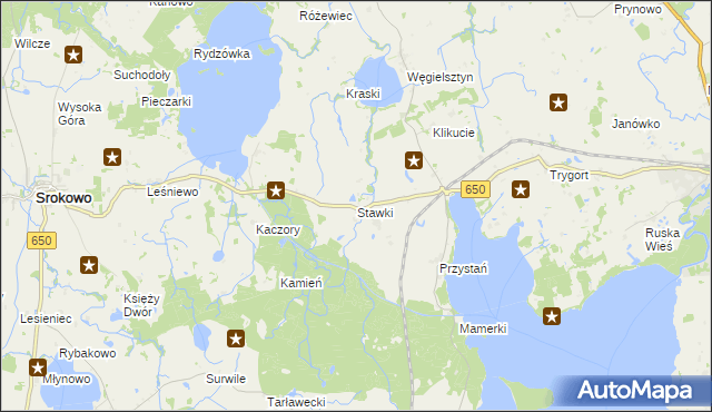 mapa Stawki gmina Węgorzewo, Stawki gmina Węgorzewo na mapie Targeo