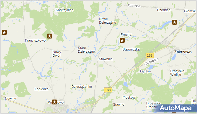 mapa Stawnica gmina Złotów, Stawnica gmina Złotów na mapie Targeo