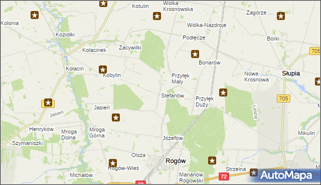 mapa Stefanów gmina Rogów, Stefanów gmina Rogów na mapie Targeo