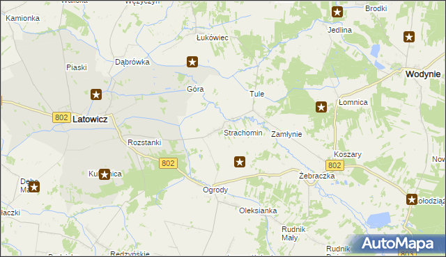 mapa Strachomin, Strachomin na mapie Targeo