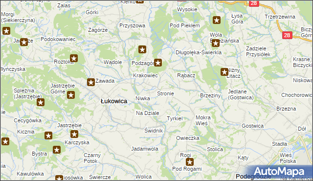 mapa Stronie gmina Łukowica, Stronie gmina Łukowica na mapie Targeo