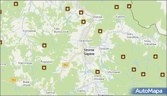 mapa Stronie Śląskie powiat kłodzki, Stronie Śląskie powiat kłodzki na mapie Targeo