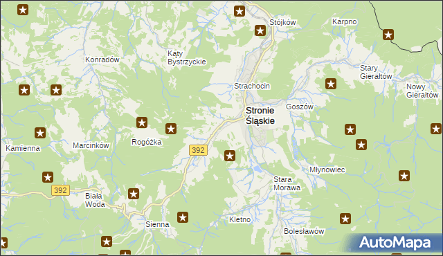 mapa Stronie Śląskie powiat kłodzki, Stronie Śląskie powiat kłodzki na mapie Targeo