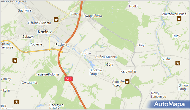 mapa Stróża-Kolonia, Stróża-Kolonia na mapie Targeo