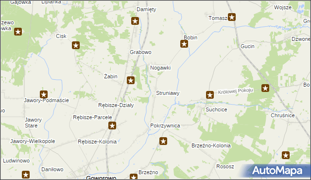 mapa Struniawy, Struniawy na mapie Targeo