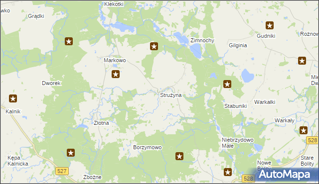 mapa Strużyna gmina Morąg, Strużyna gmina Morąg na mapie Targeo