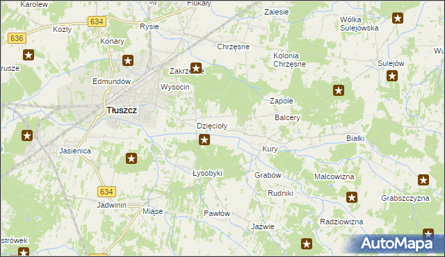 mapa Stryjki gmina Tłuszcz, Stryjki gmina Tłuszcz na mapie Targeo