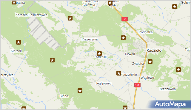 mapa Strzałki gmina Kadzidło, Strzałki gmina Kadzidło na mapie Targeo