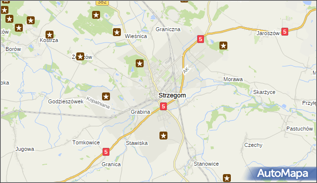 mapa Strzegom powiat świdnicki, Strzegom powiat świdnicki na mapie Targeo