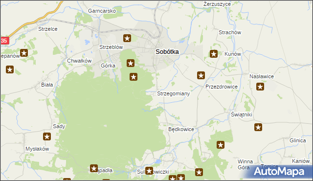 mapa Strzegomiany, Strzegomiany na mapie Targeo