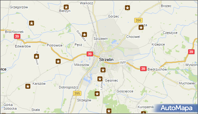 mapa Strzelin, Strzelin na mapie Targeo