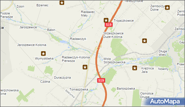 mapa Strzeszkowice Duże, Strzeszkowice Duże na mapie Targeo