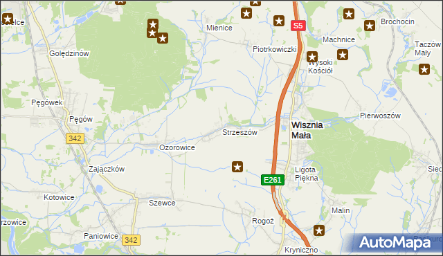 mapa Strzeszów gmina Wisznia Mała, Strzeszów gmina Wisznia Mała na mapie Targeo